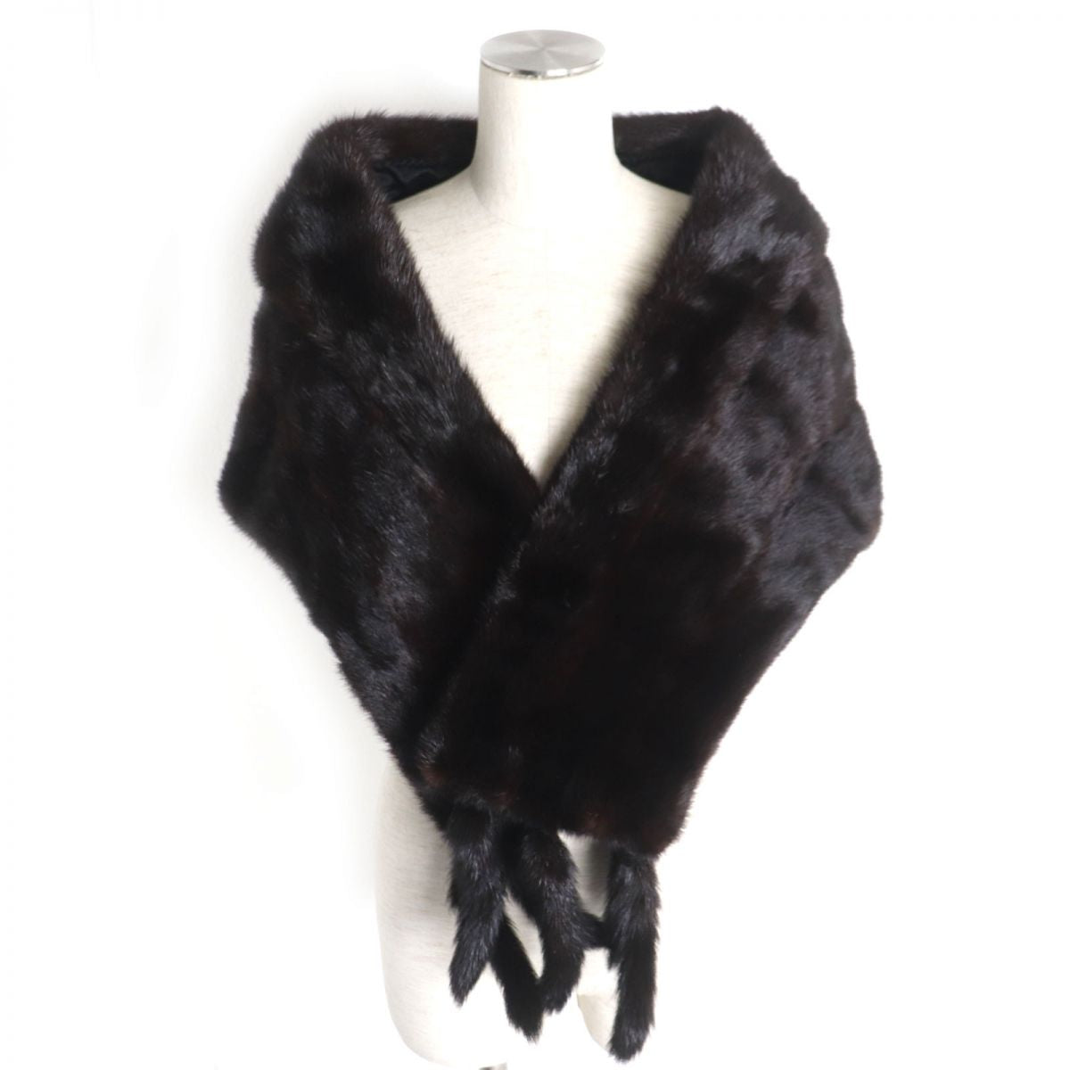 Mink Fur Shawl Stole Dark Brown