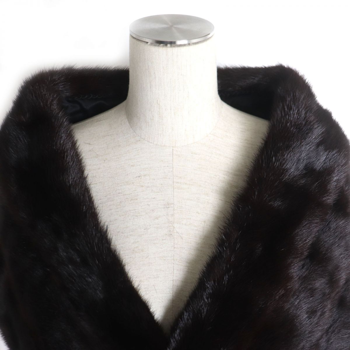 Mink Fur Shawl Stole Dark Brown