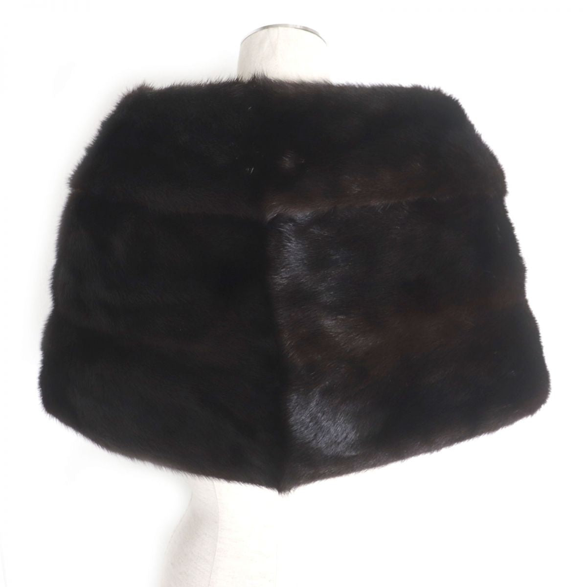 Mink Fur Shawl Stole Dark Brown