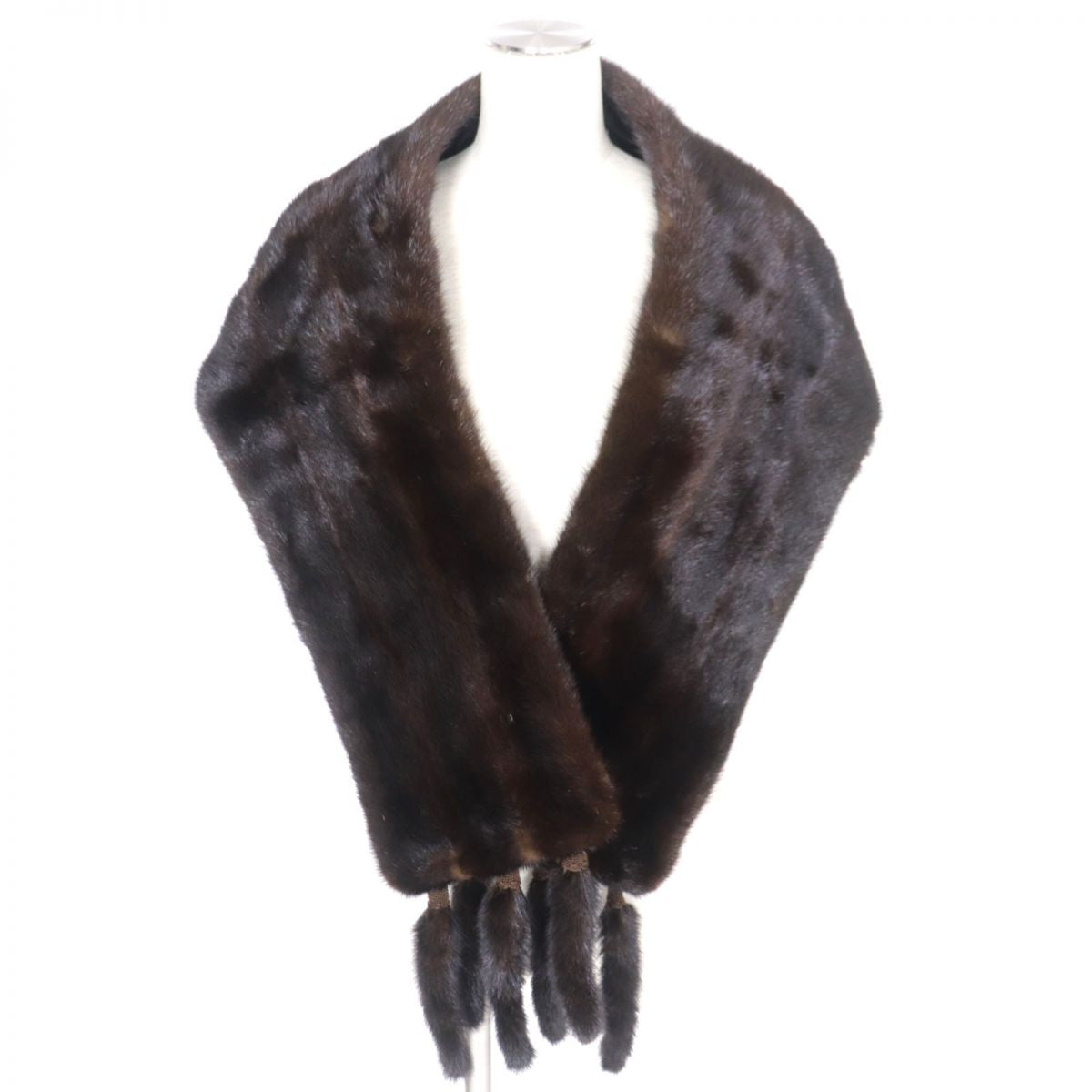 SAGA MINK Real Fur Shawl with Tassels