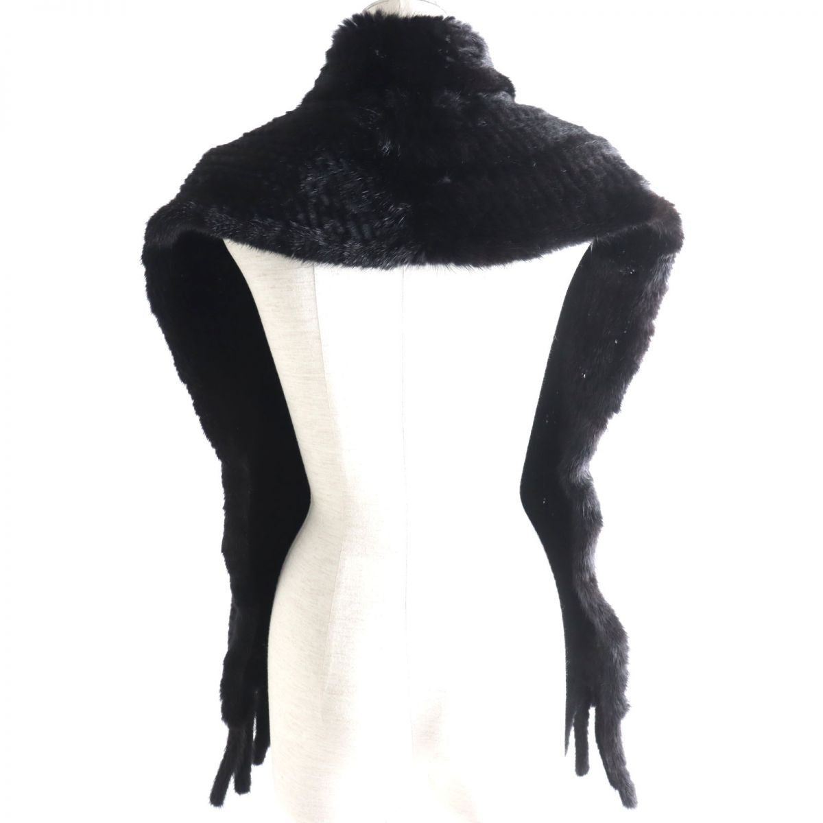 Mink Fur Shawl with Pocket and Tassels