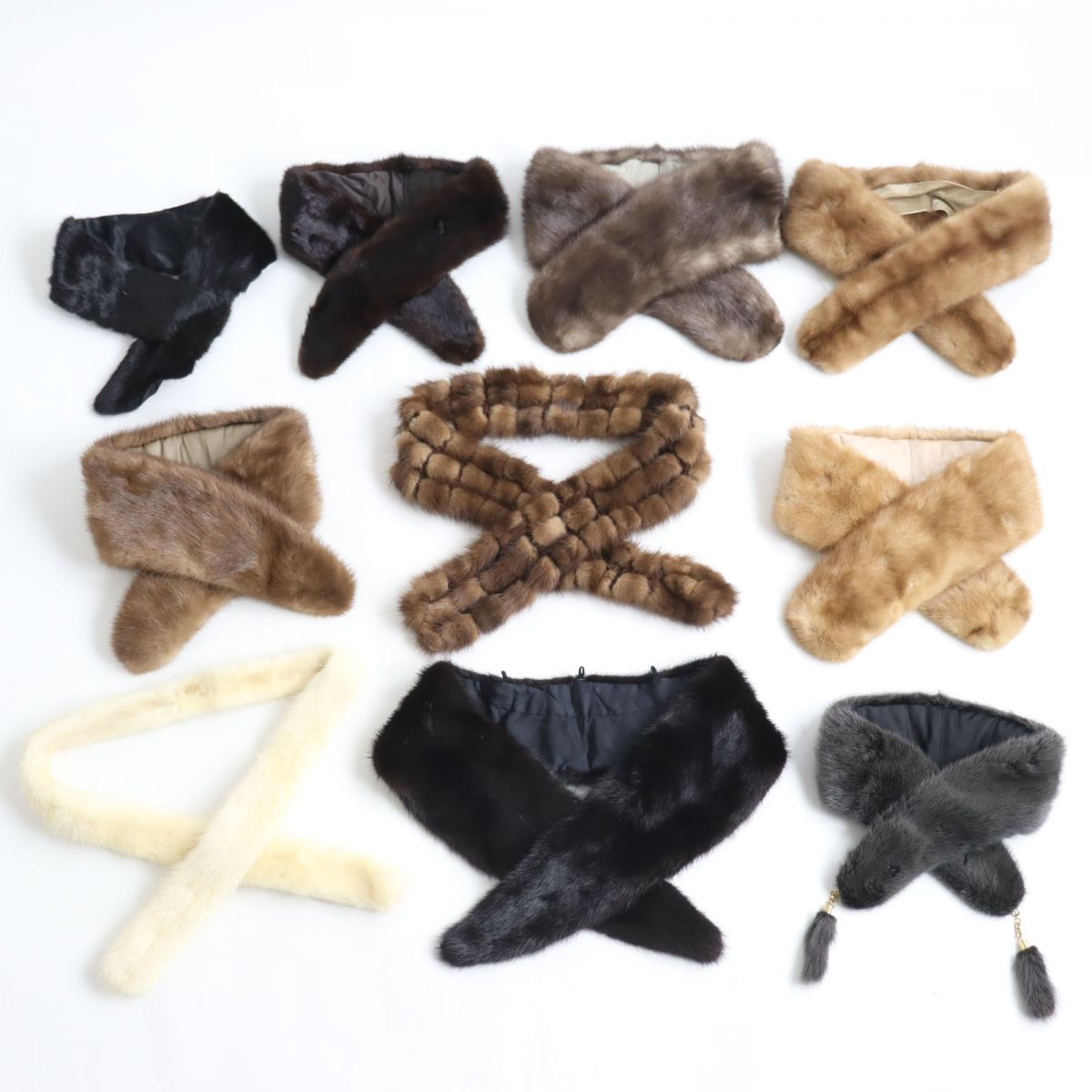 Mink Fur Shawl Stole with Tassels