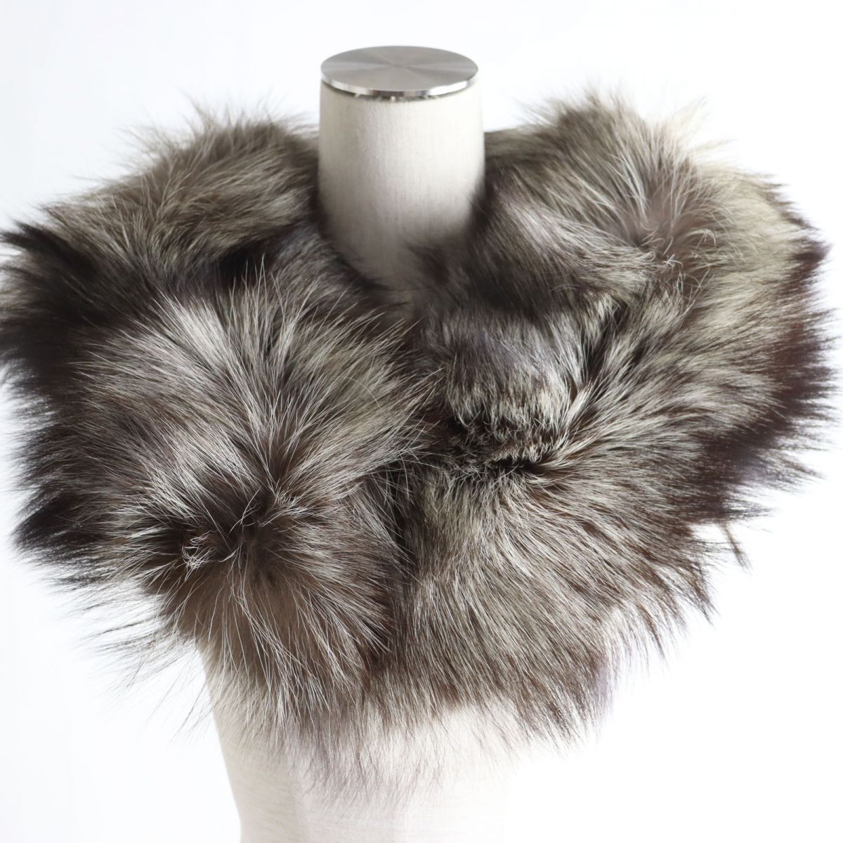 Saga Fox Genuine Fur Shawl Stole Cream Brown