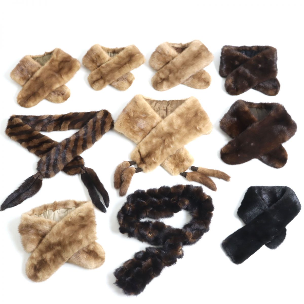 Mink Fur Shawl Stole with Tassels