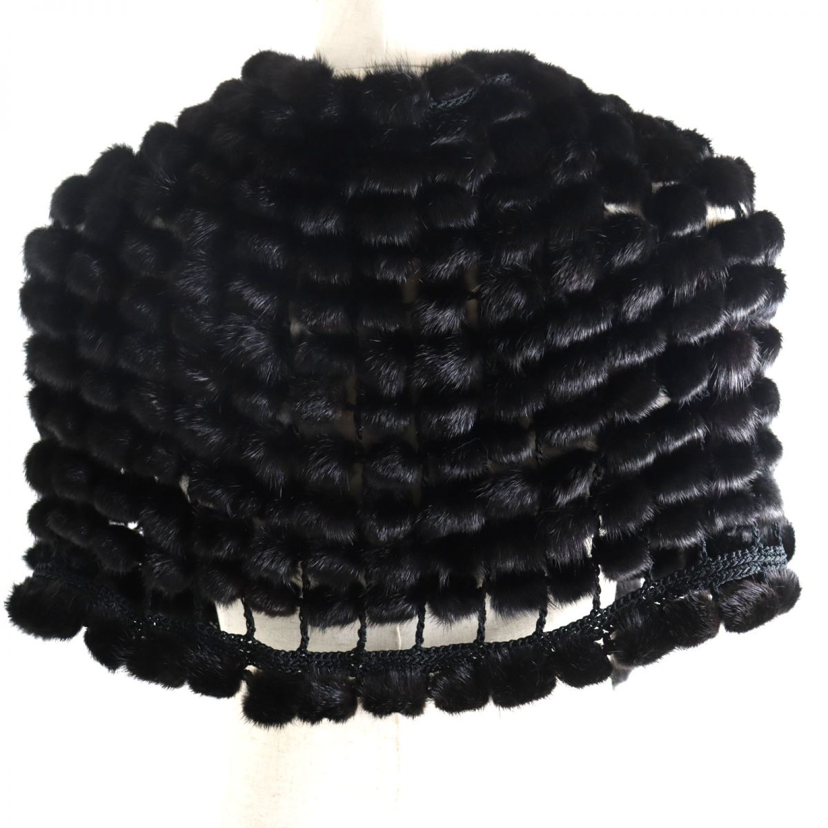 Mink Genuine Fur Shawl Stole Black