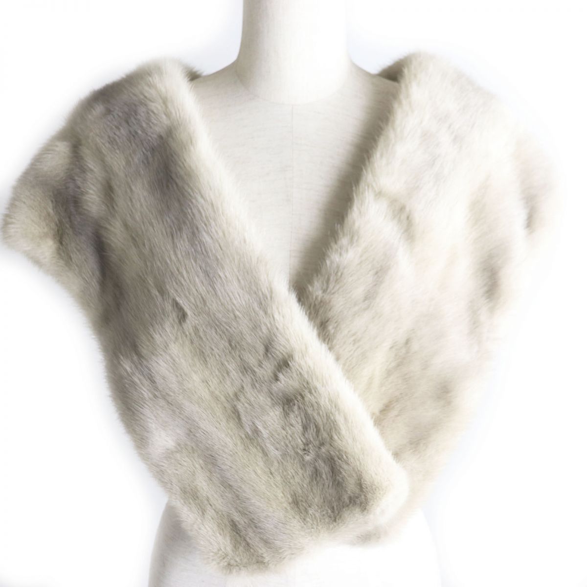 Sapphire Mink Genuine Fur Shawl Stole Grey