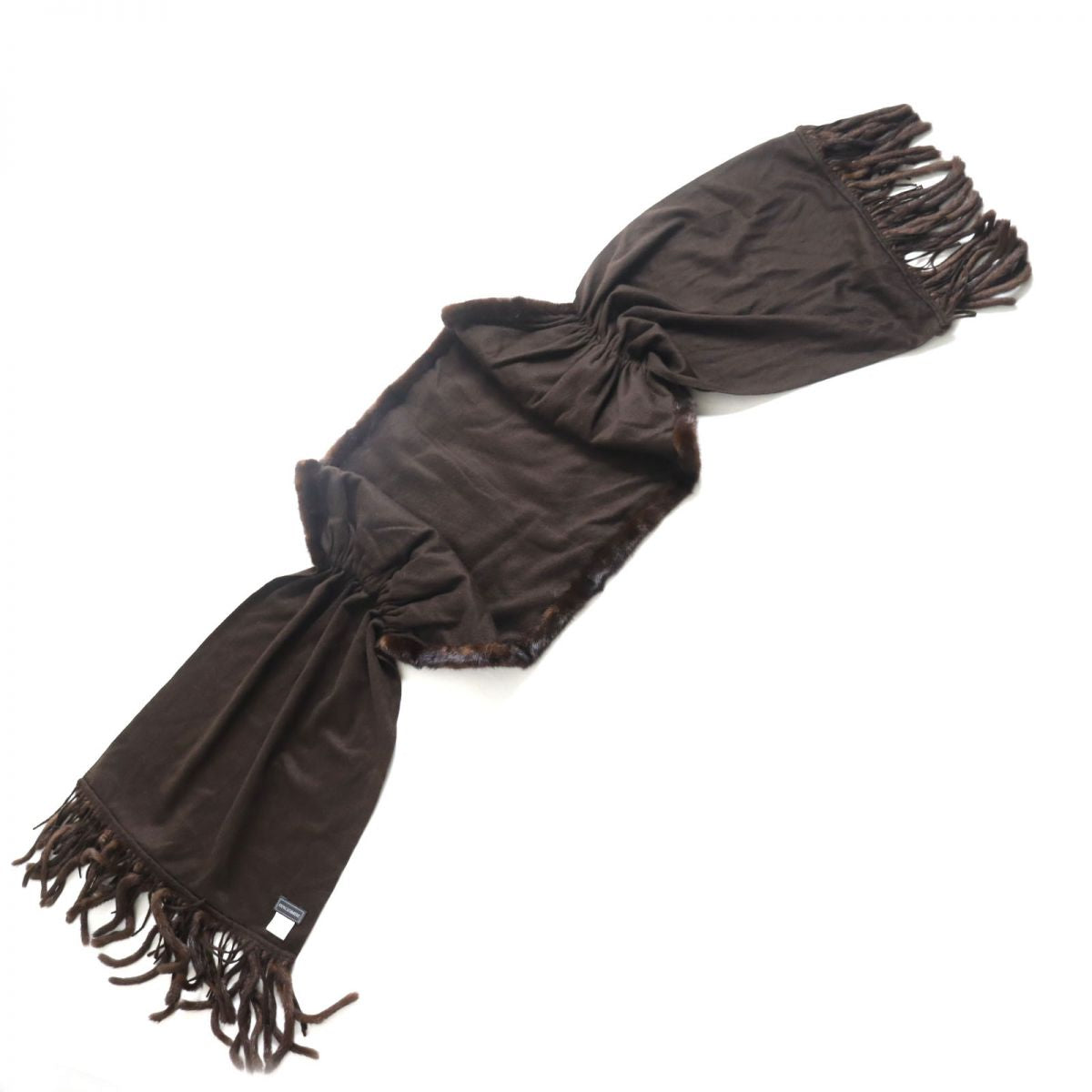 Mink Cashmere Fur Shawl Dark Brown