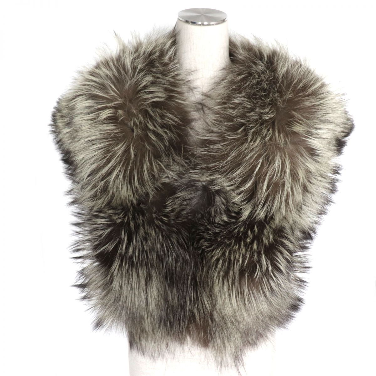 EMBA FOX Genuine Fur Shawl Stole Brown White