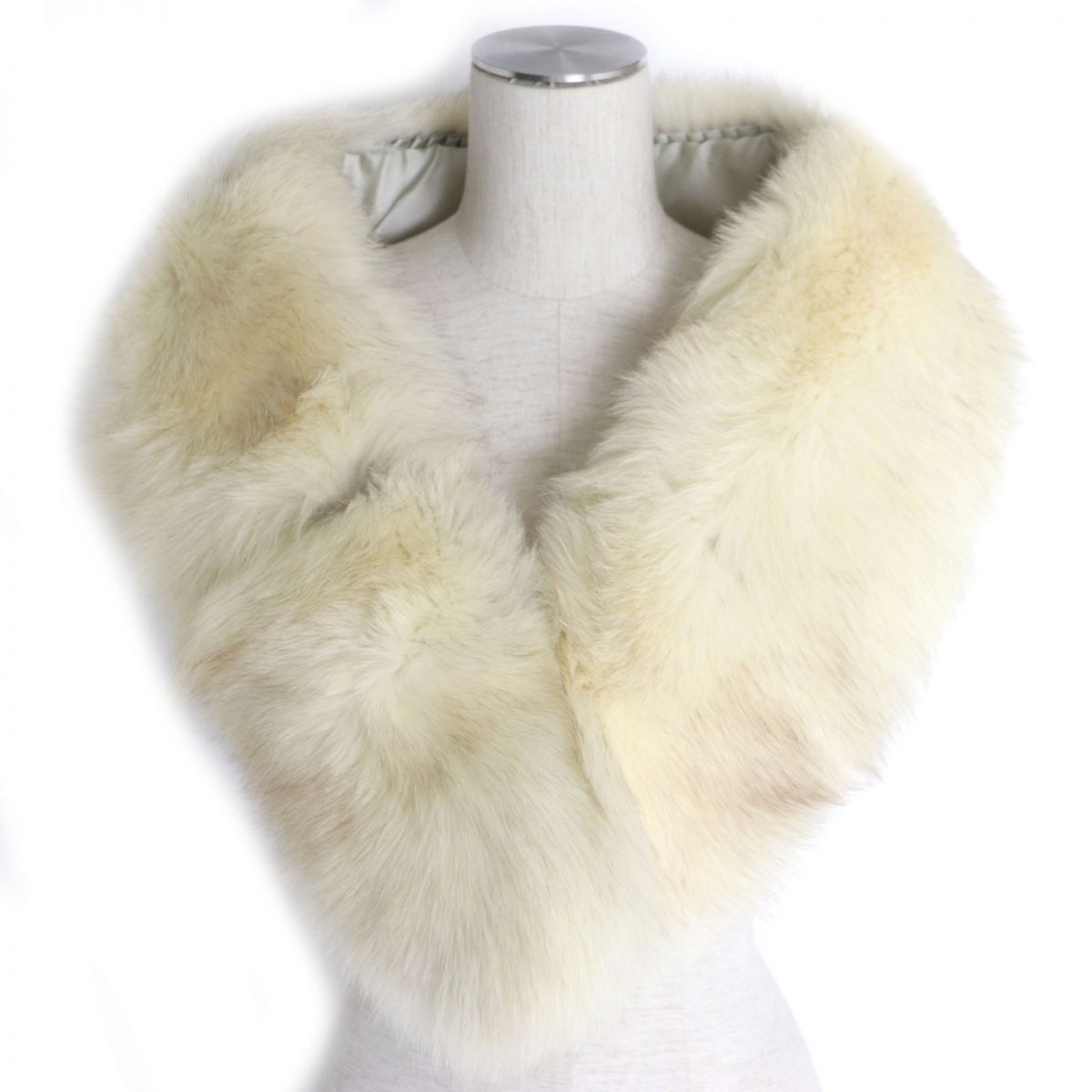 SAGA FOX Genuine Fur Shawl Stole Beige