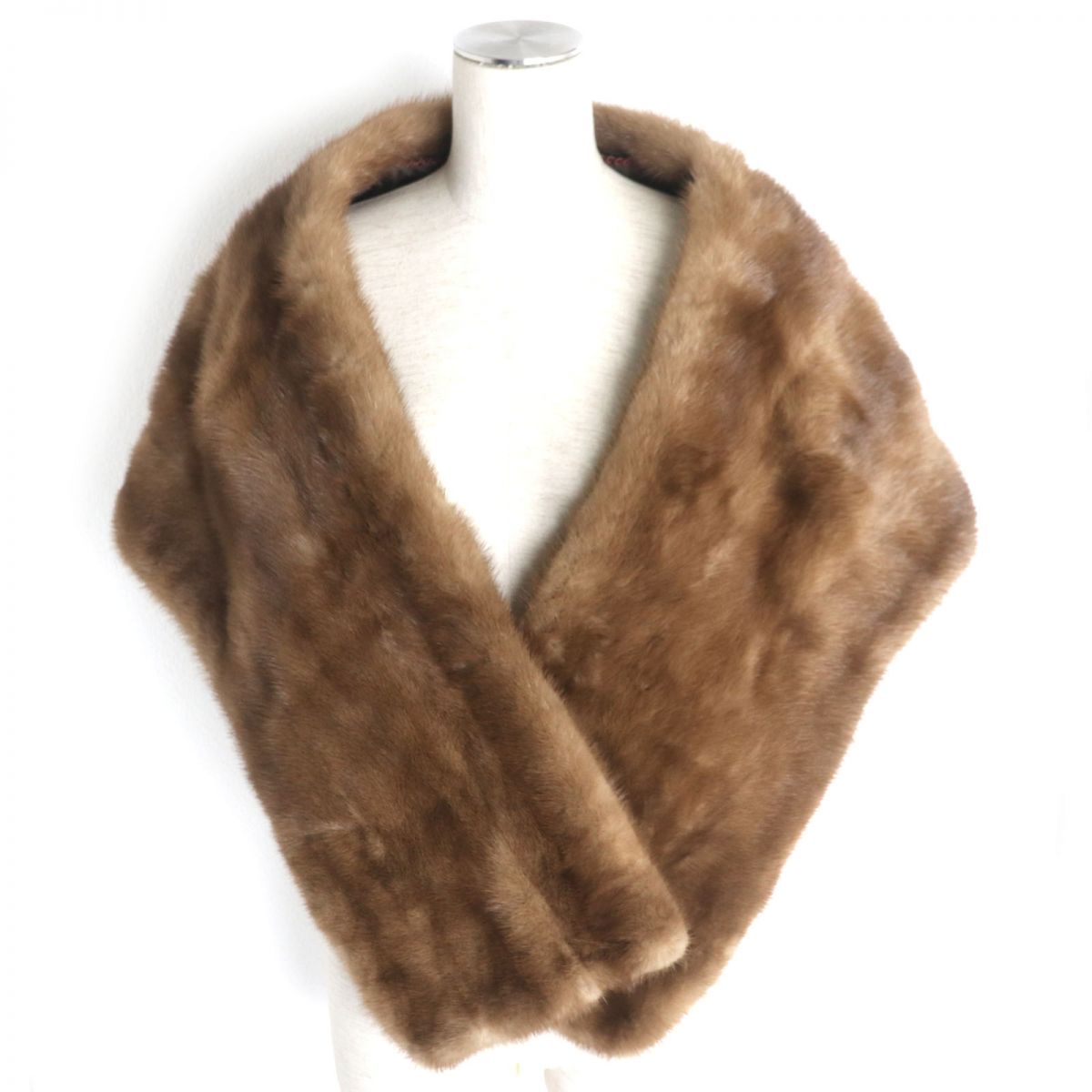 Mink Genuine Fur Shawl Stole Light Brown