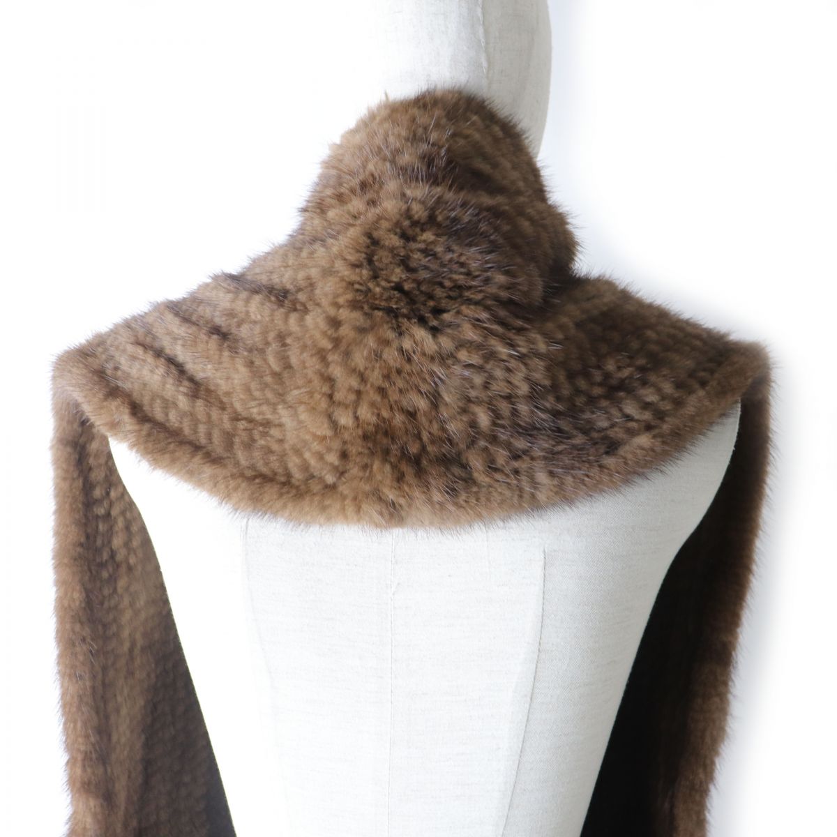 Mink Shawl Scarf Genuine Fur Brown