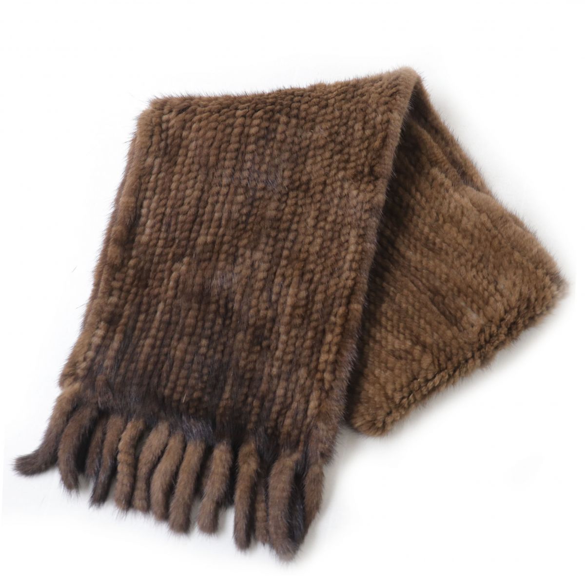 Mink Shawl Scarf Genuine Fur Brown