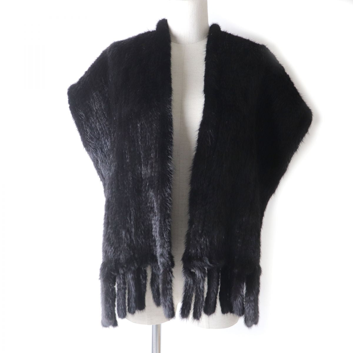 Mink Shawl Scarf Genuine Fur Black