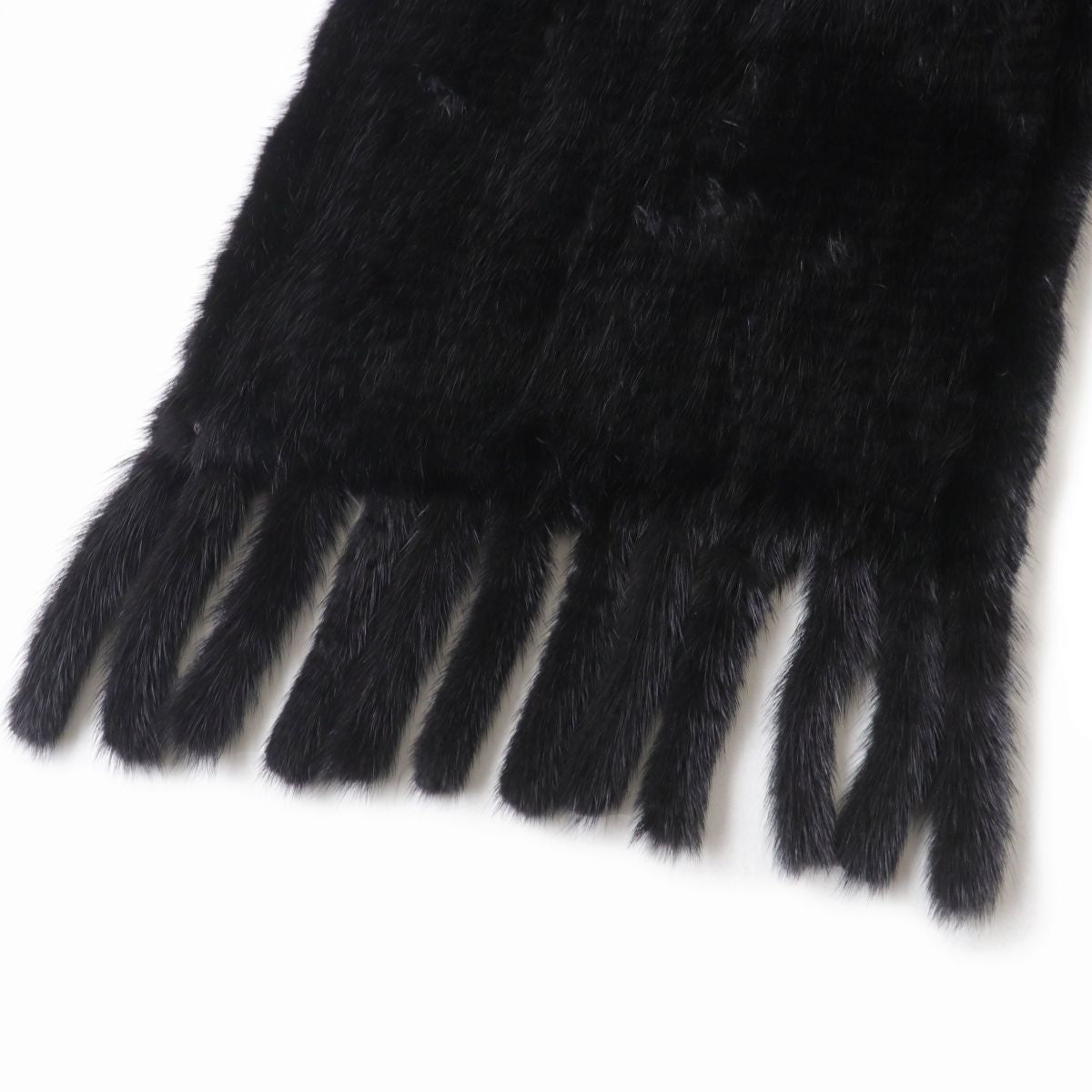 Mink Shawl Scarf Genuine Fur Black