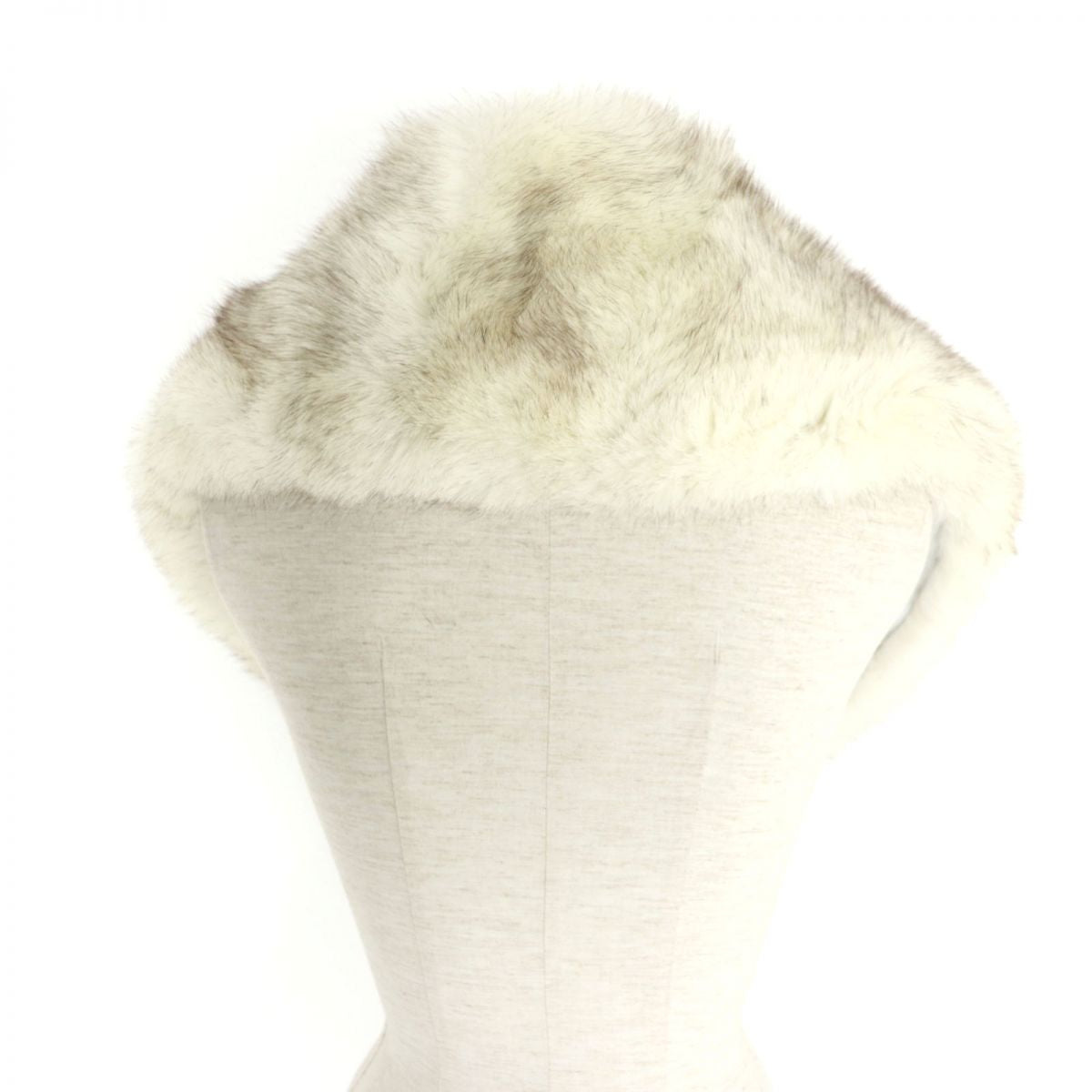 FOX Real Fur Shawl Stole White Brown