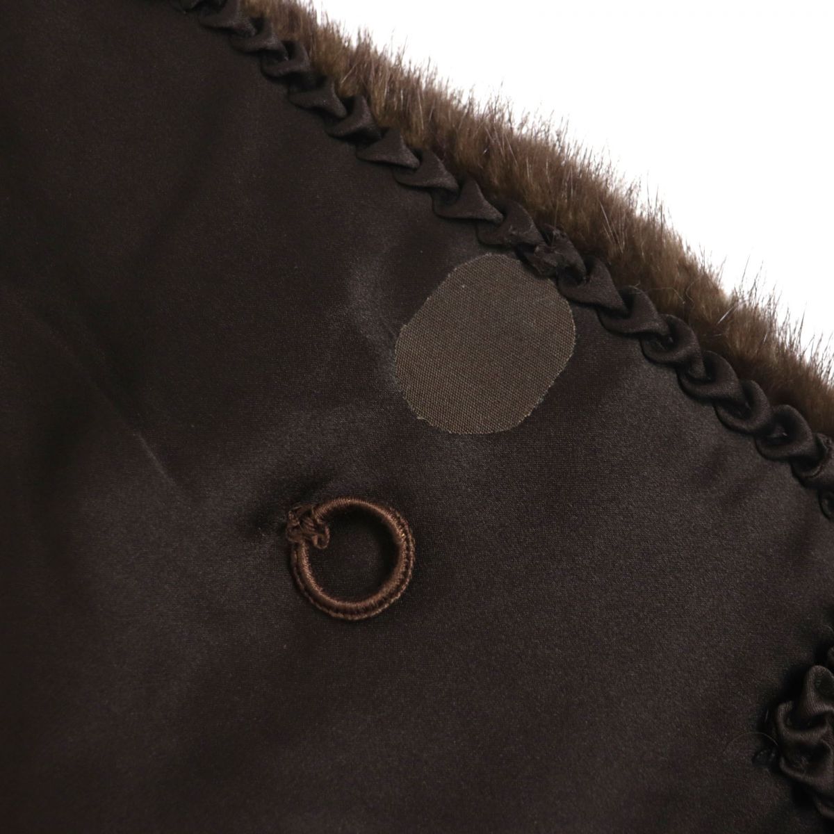 Mink Real Fur Large Shawl Stole Dark Brown