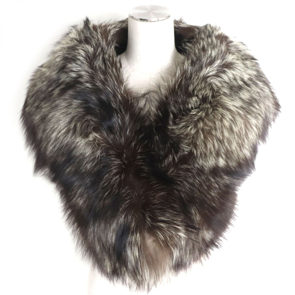 SAGA FOX Genuine Fur Shawl Stole Brown White