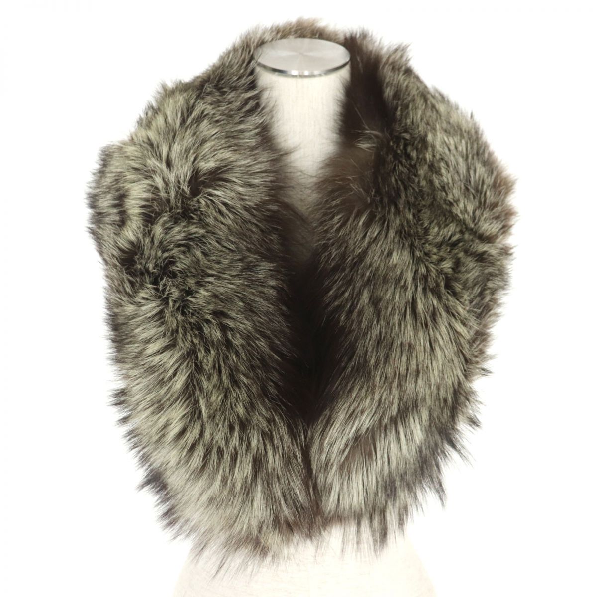 SAGA Silver Fox Fur Shawl with Embroidery