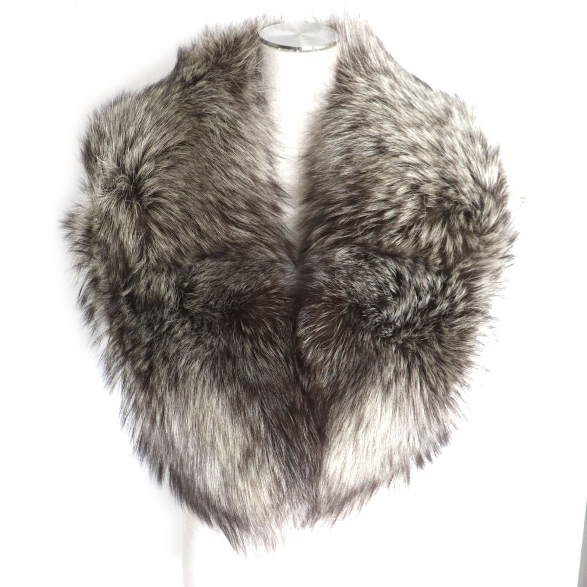 SAGA FOX Genuine Fur Shawl Stole Brown White