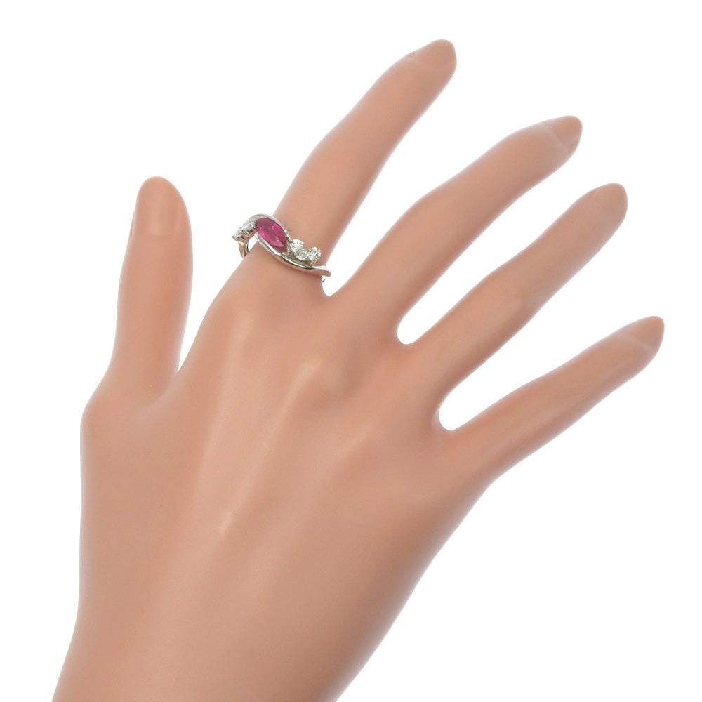 Pt900 Platinum Ruby Diamond Ring