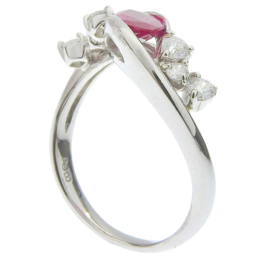 Pt900 Platinum Ruby Diamond Ring