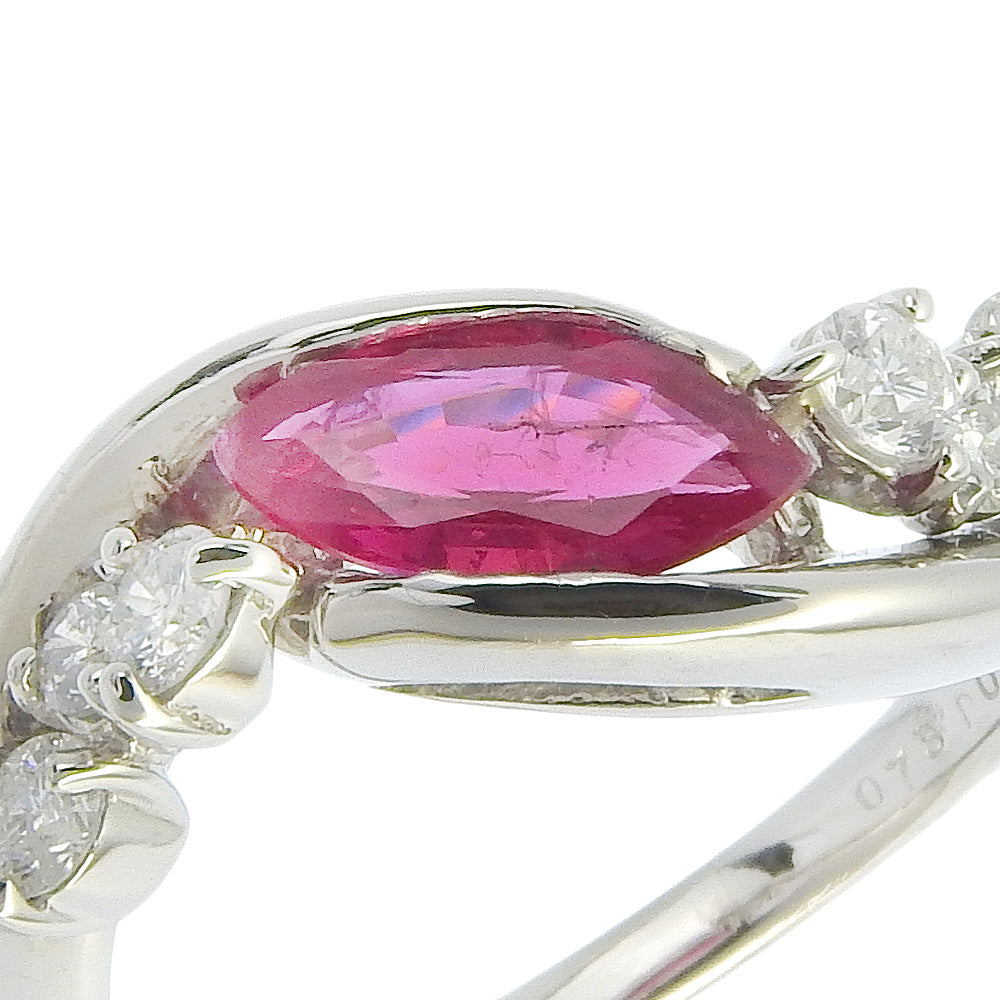 Pt900 Platinum Ruby Diamond Ring