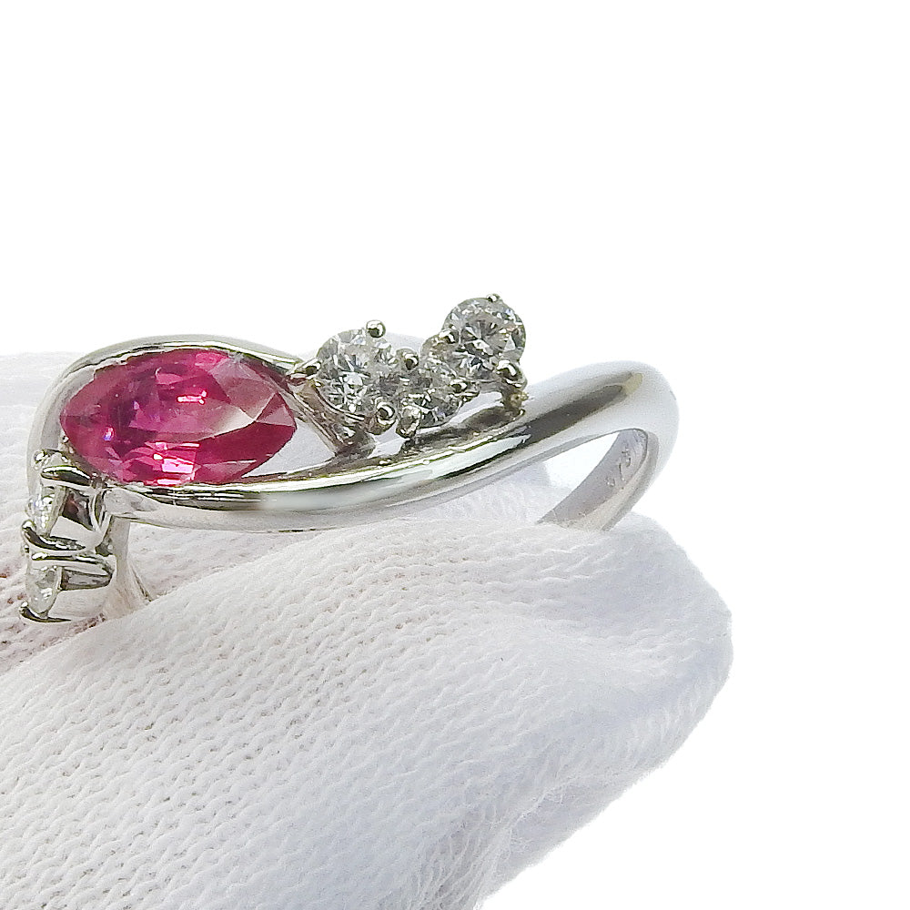 Pt900 Platinum Ruby Diamond Ring