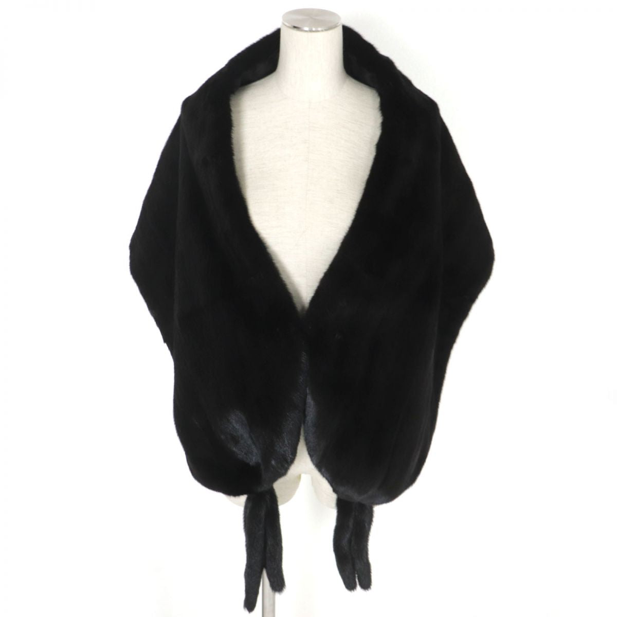 ALAIN DELON Mink Fur Shawl Stole Black