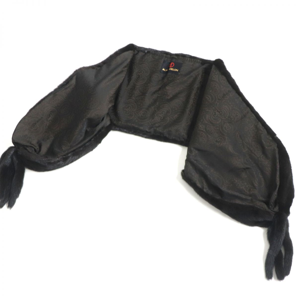 ALAIN DELON Mink Fur Shawl Stole Black