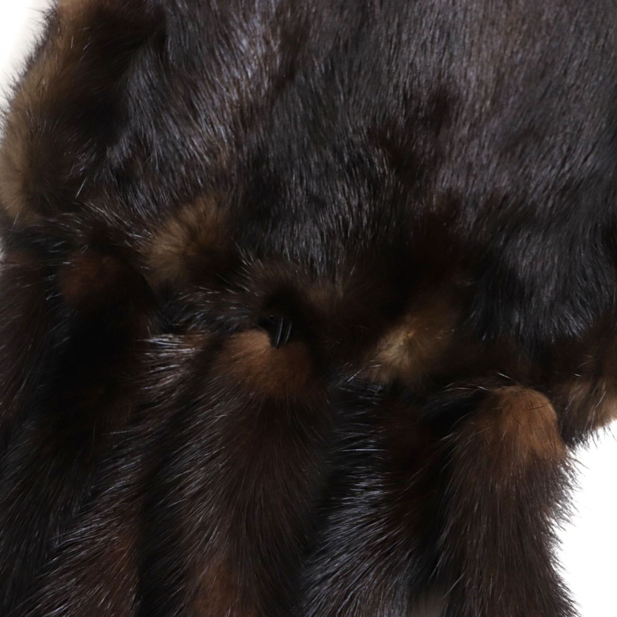 Mink Real Fur Large Shawl Stole Dark Brown