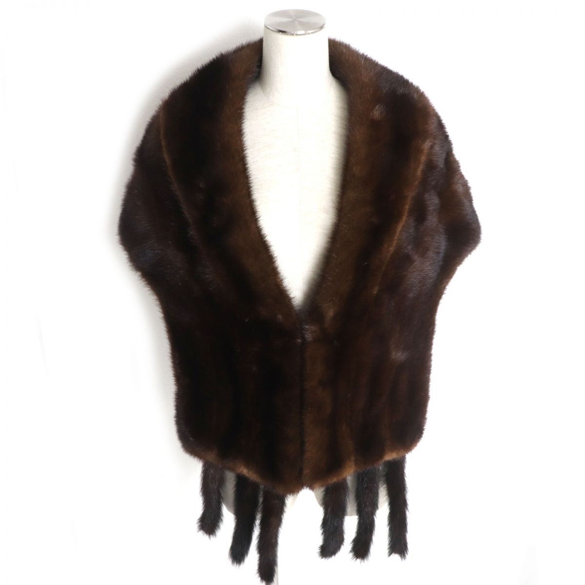 Mink Fur Shawl with Tassels and Embroidery