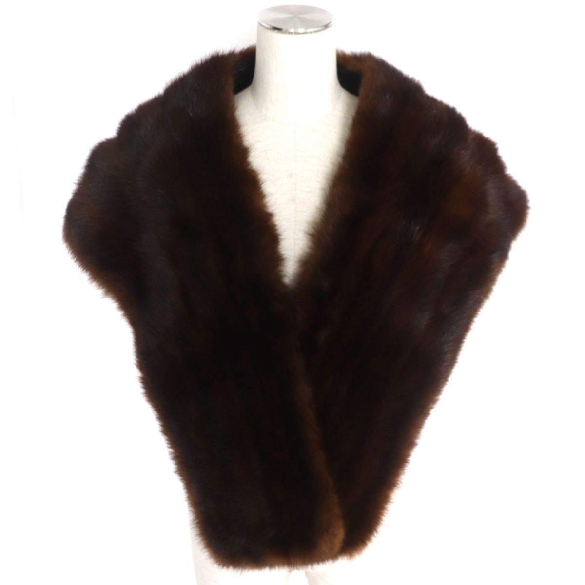 SABLE Genuine Fur Shawl Stole Dark Brown