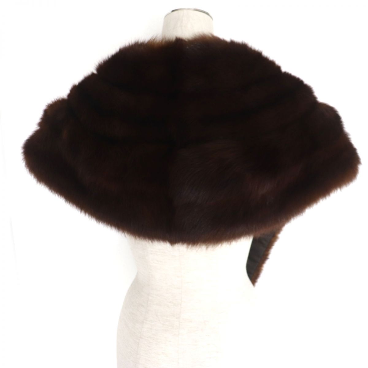 SABLE Genuine Fur Shawl Stole Dark Brown