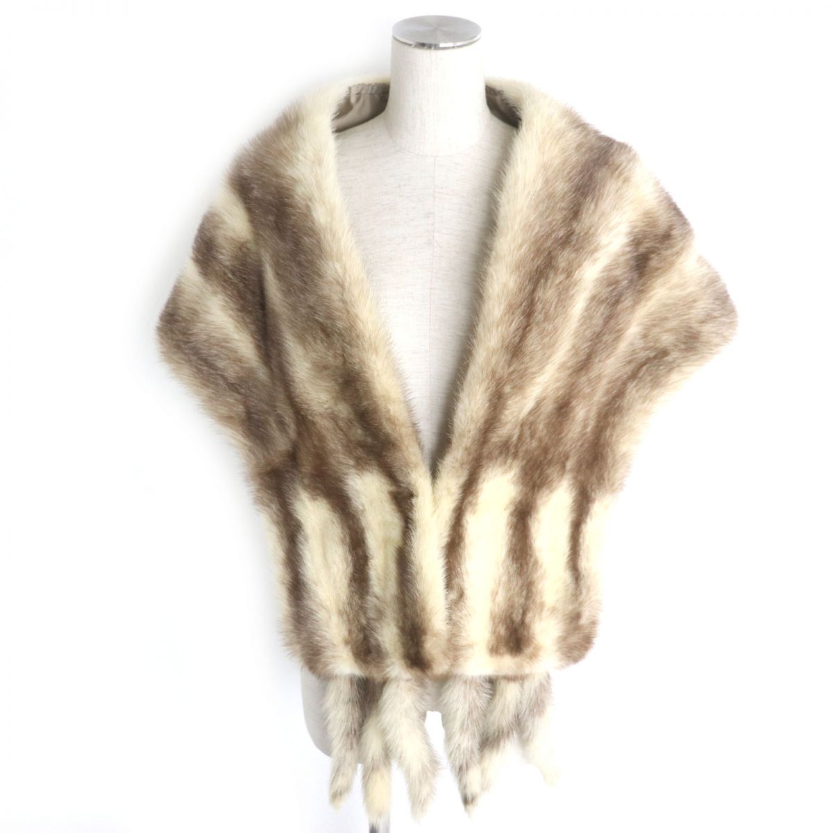 Mink Pearl White Real Fur Shawl Stole