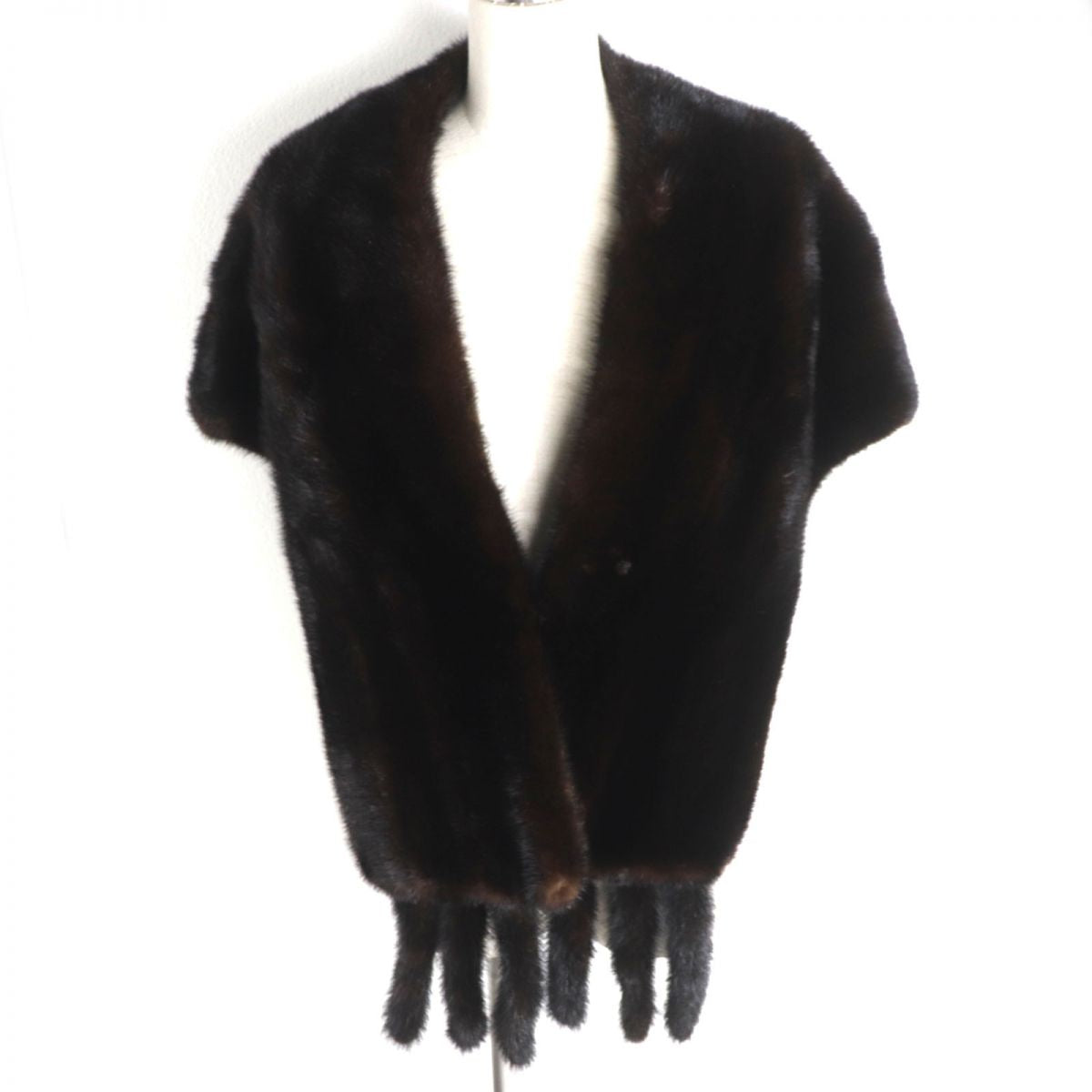 Mink Fur Shawl Stole Set Brown Black