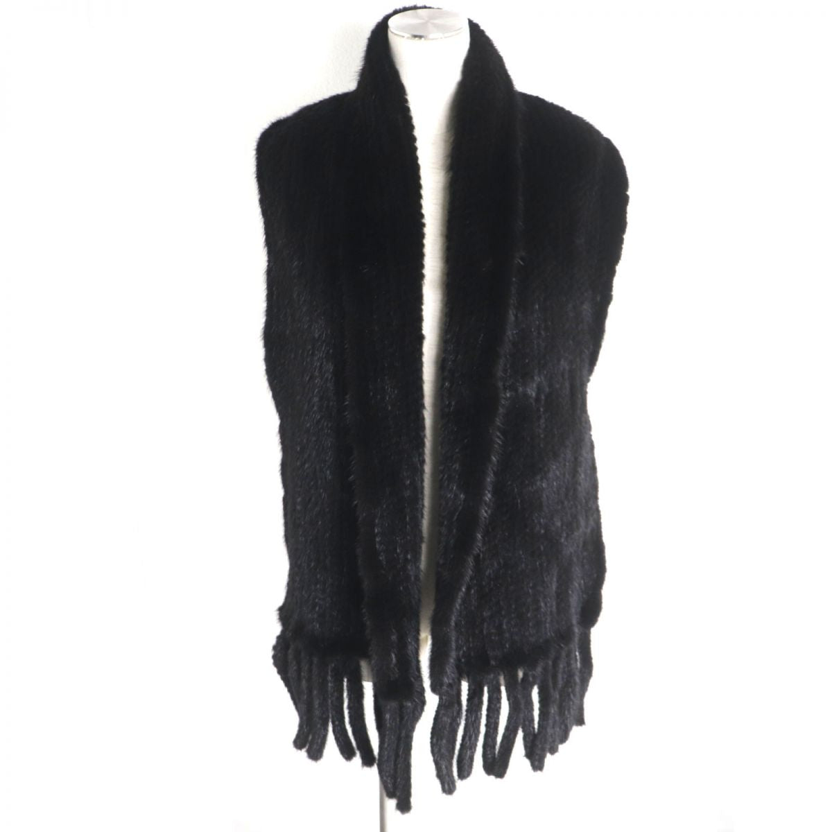 Mink Fur Shawl Stole Set Brown Black