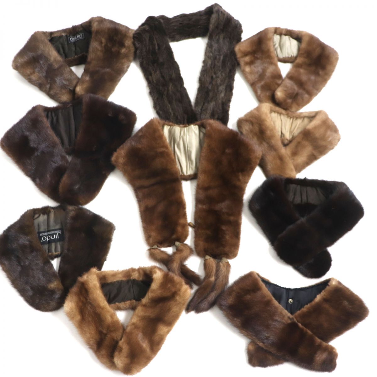 Mink Fur Shawl Stole Tippet with Tassels