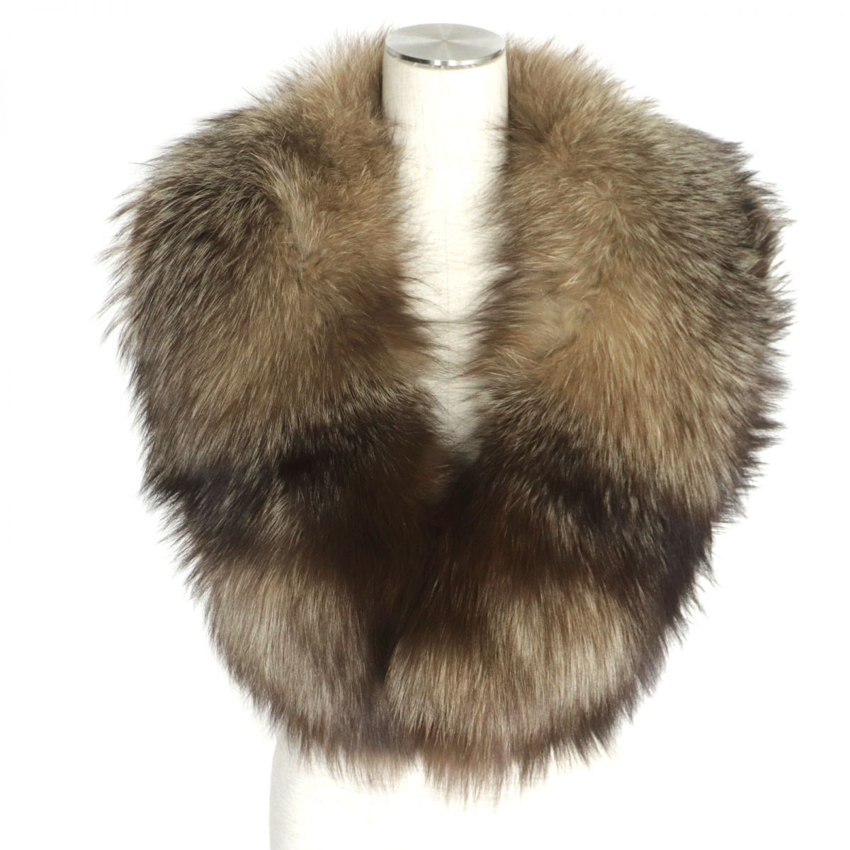 SAGA FOX Genuine Fur Shawl Stole Brown White