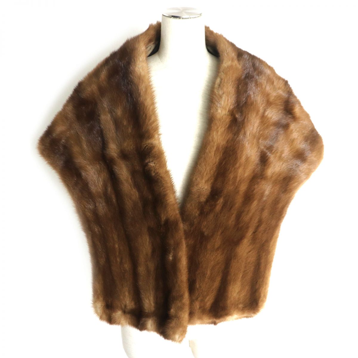 Mink Fur Shawl with Floral Embroidery, Brown