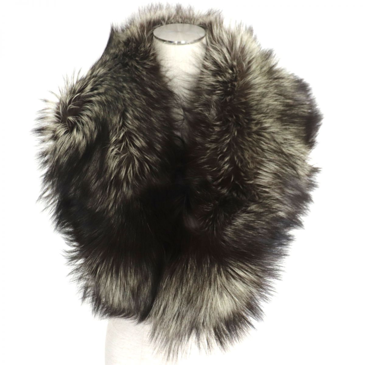 SAGA FOX Genuine Fur Shawl Stole Brown White