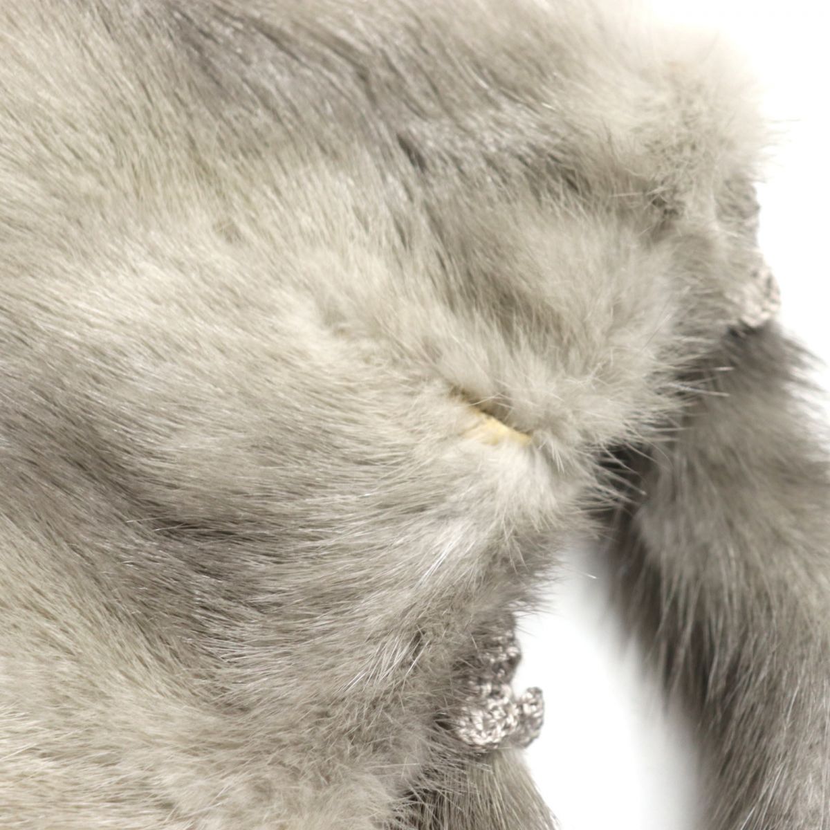 Sapphire Mink Large Fur Shawl Stole Light Gray