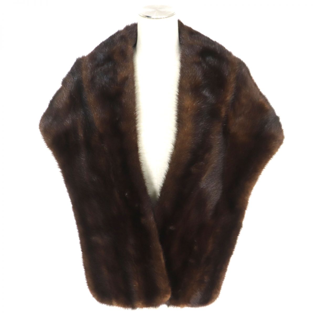 Mink Real Fur Large Shawl Stole Dark Brown