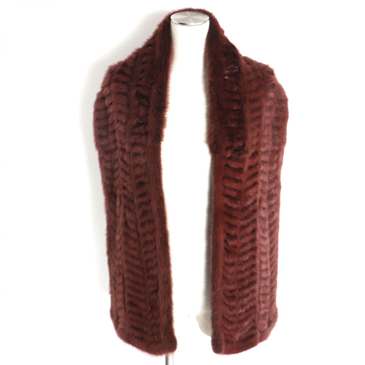 Mink Genuine Fur Shawl Stole Red Brown