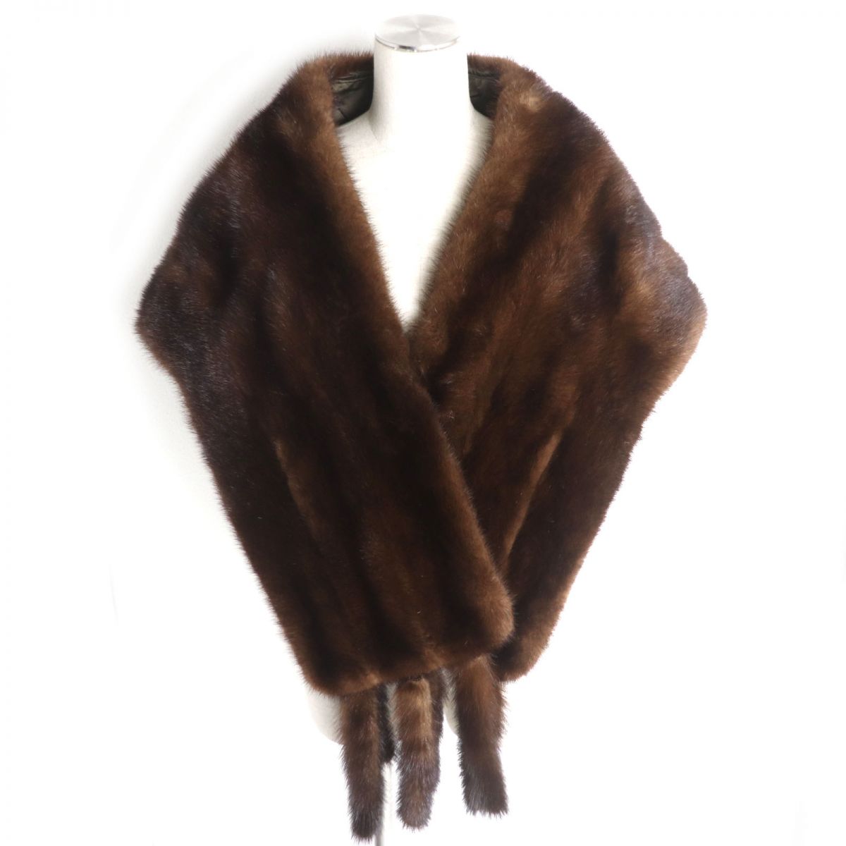 Mink Fur Large Shawl Stole Dark Brown