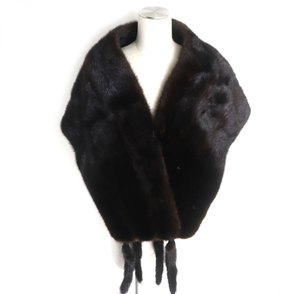 Mink Fur Shawl with Tassels and Embroidery