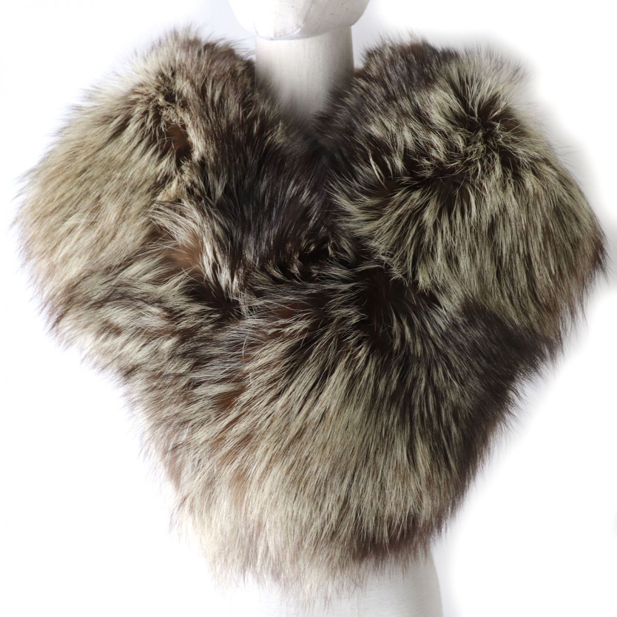 SAGA FOX Genuine Fur Shawl Brown Ivory