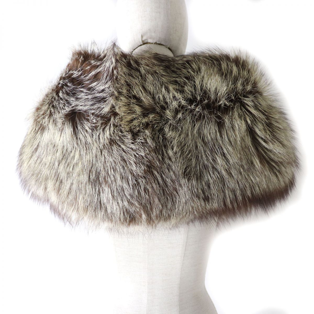 SAGA FOX Genuine Fur Shawl Brown Ivory