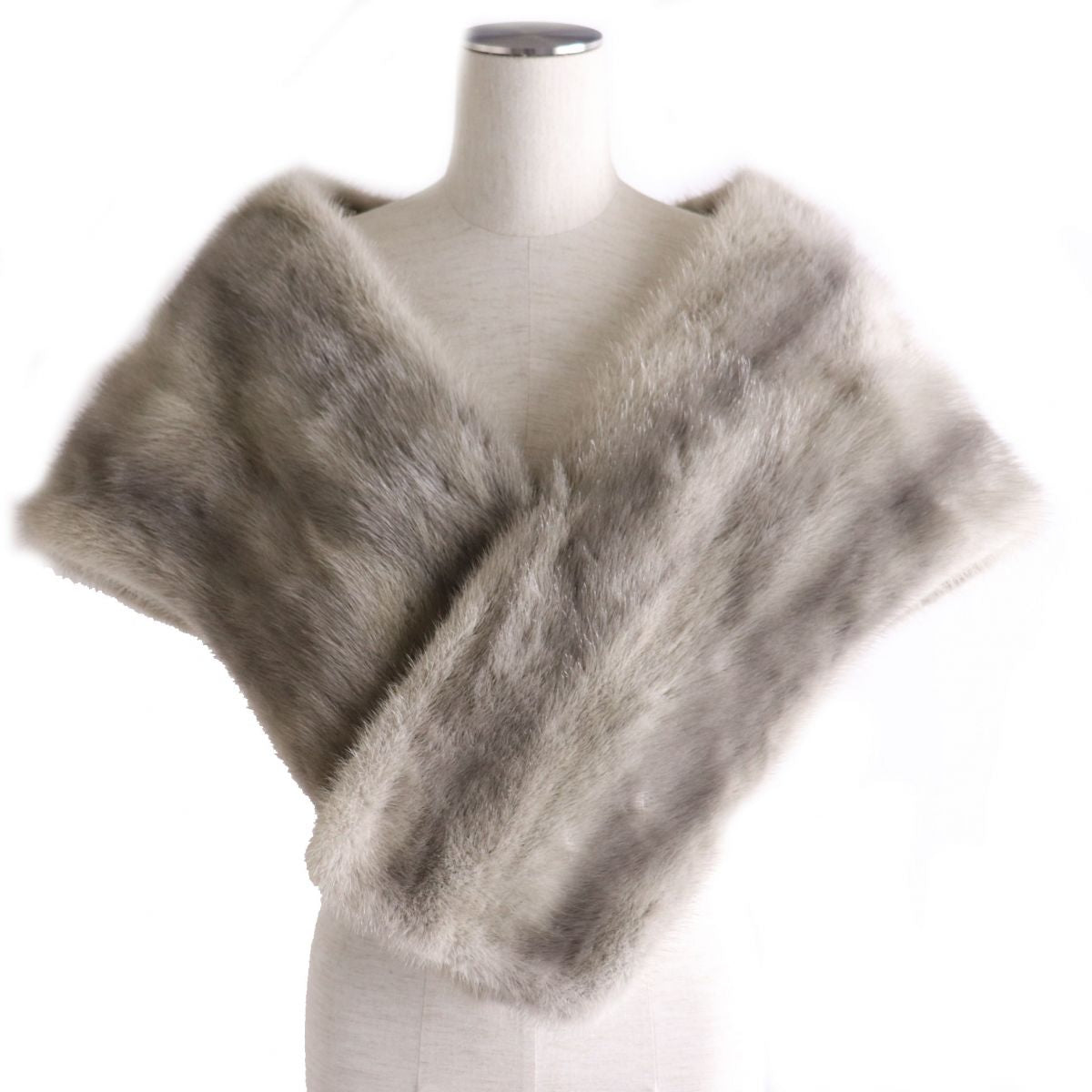 Sapphire Mink Real Fur Shawl Light Gray