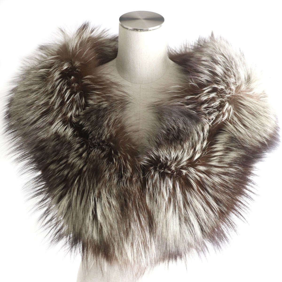 SAGA FOX Genuine Fur Shawl Tippet Brown Ivory