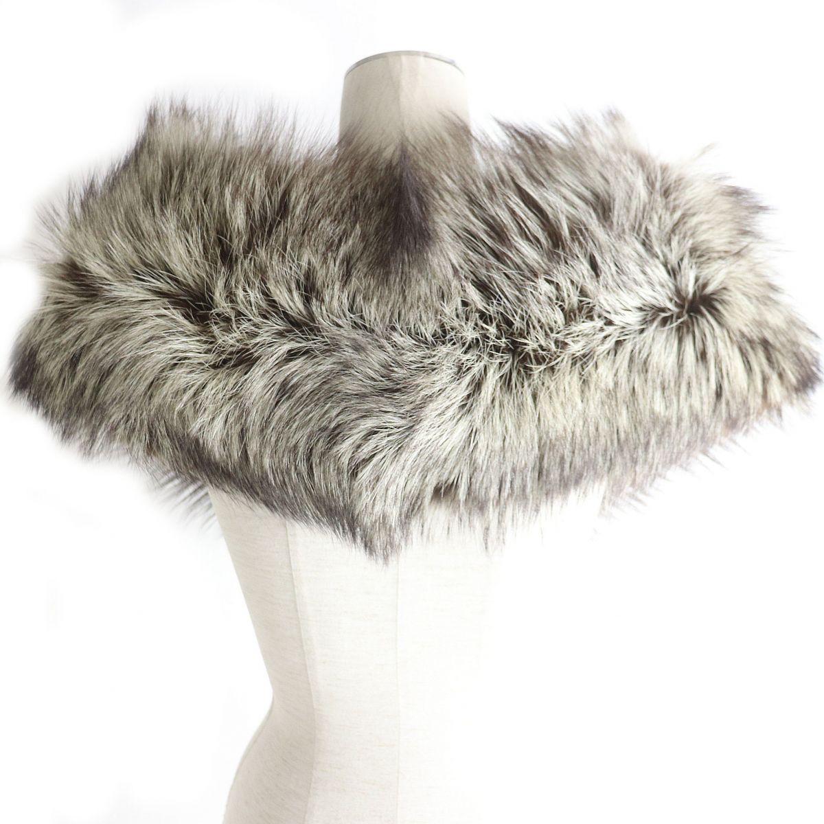 SAGA FOX Genuine Fur Shawl Tippet Brown Ivory